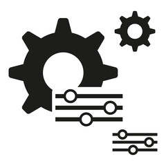 Main gear icon. Auxiliary cog symbol. Circuit connection lines. Technology integration sign. Vector illustration. EPS 10.