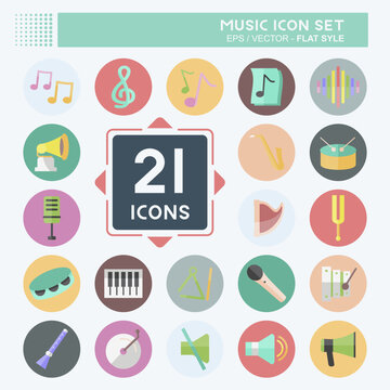 Icon Set Music - Flat Style - Simple illustration, Good for Prints , Announcements, Etc