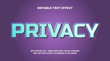 Editable Text Effect Privacy 3D Vector Template