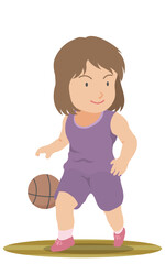 ドリブルをする女子バスケットボール選手