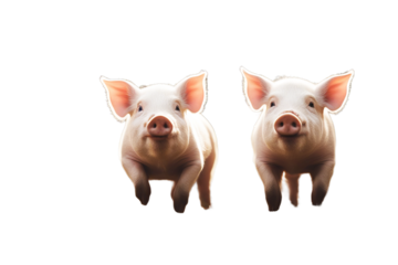 two pig baby animal white background pork meat farm pink side view small wild sow front profile isolated nobody agriculture mammal tail down life studio1 unpleasant looking domestic image