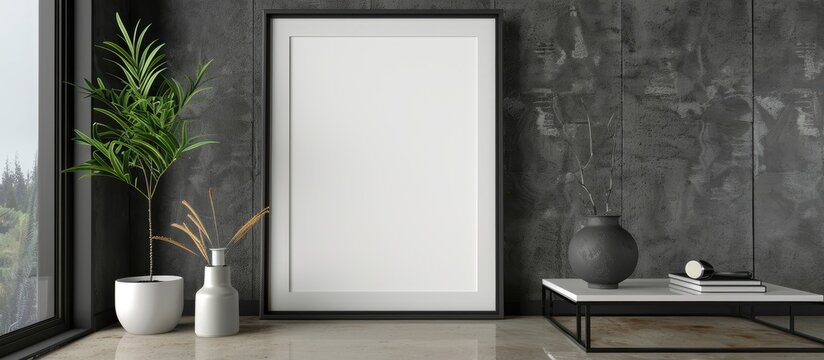 A mockup scene featuring a white picture frame.