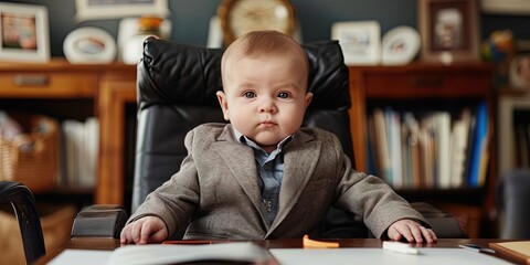 Young baby business executive - boss in suit