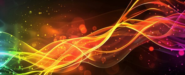 Warm abstract waves with a fiery blend of yellow and red hues, interspersed with sparkling particles, creating an energizing background.