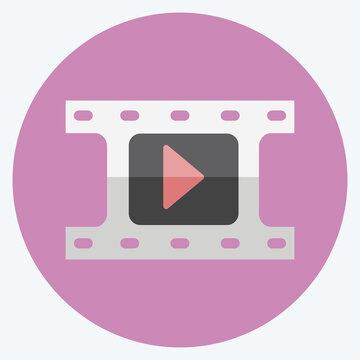 Video Reel Icon in trendy flat style isolated on soft blue background