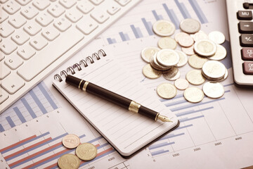 Financial data report scenario placed on the desk