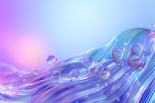 Render colorful wave textures and transparent bubbles