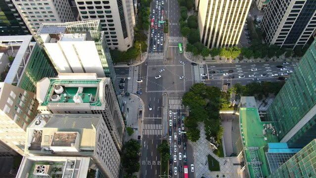 South Korea Seoul Gangnam City Building Tehran Road Traffic