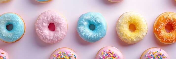 springtime pastel frosted donuts