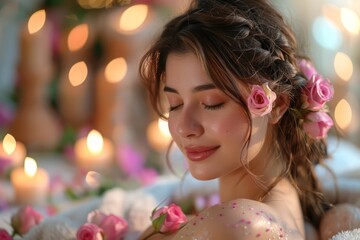 Fototapeta premium A skilled massage therapist stands ready to provide a blissful massage experience. 