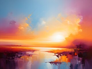 Abstract sunset painting