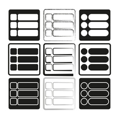 Obraz premium Variety of menu list icons. Different layout blocks collection. Modern interface design elements. User interface option graphics. Vector illustration. EPS 10.
