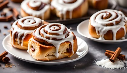 cinnamon rolls on a plate - Powered by Adobe