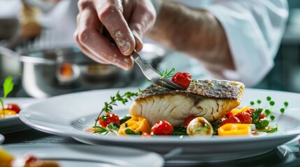 High-end kitchen mastery where professional chefs craft exquisite sea bass specialties