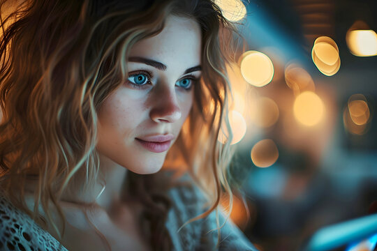 portrait of a very beautiful young woman on a blurred background