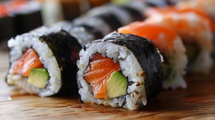 Sushi that tells a story of texture - obrazy, fototapety, plakaty