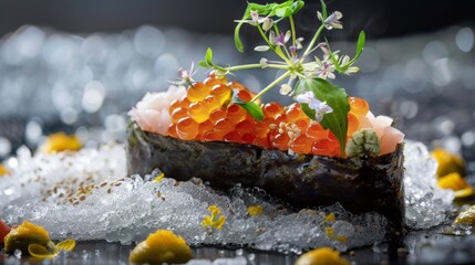 Sushi that tells a story of texture - obrazy, fototapety, plakaty