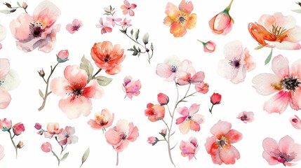 Bright spring stickers in watercolor renewal theme
