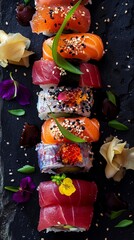 The vibrant life of a sushi selection