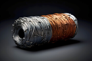 coil of copper and steel wire. industrial industry
