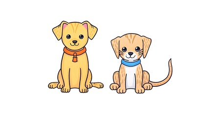 Whimsical Watercolor Pop-Art Depiction of Canine and Feline Companions