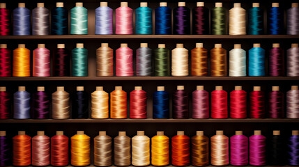 Collection of various bobbins, textile industry