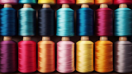 Collection of various bobbins, textile industry