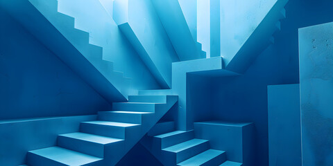 Abstract Geometric Staircase Background Illustrating Confusion in a Single Hue