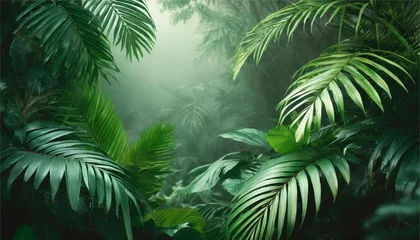 Fotobehang 熱帯植物　葉　フレーム　背景　壁紙 © ribbon_s