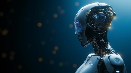 Fototapeta premium Robot Standing in the Dark