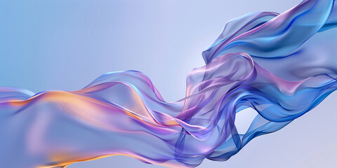 Abstract curve background. Translucent colorful silk scarf floating in the air.