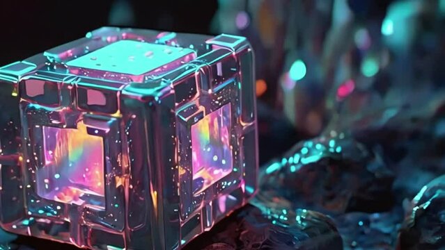 magic cube, geometric cube pattern iridescent colors