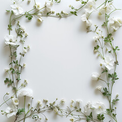 3d illustration visualized flora frame on white background for art, design and decor