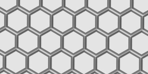 Metallic Honeycomb Seamless Pattern. Luxury gray Pattern. Vector Illustration. 3D Futuristic abstract honeycomb mosaic white background. 