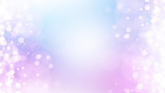 Glittering particles background. Abstract moving bokeh glowing Lights flickering on Cute Pastel gradient for presentation luxury wedding, New year and Christmas festival.