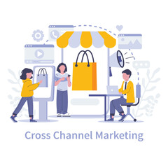 Customer Interaction in marketing concept. Flat vector illustration