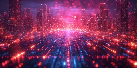 Fototapeta premium Illuminated Futuristic Cityscape