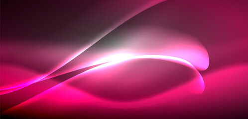 Neon-lit waves surge across background, mesmerizing dance of luminescence and motion. Dynamic backdrop captures essence of energy and modern aesthetics