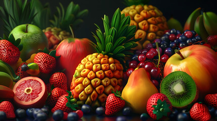 Fun fruits wallpaper,  add vitamins and minerals to the body - obrazy, fototapety, plakaty