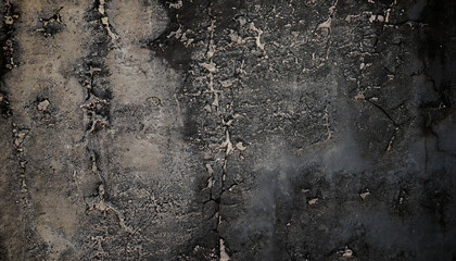 Aged grunge abstract concrete texture with dents and cracked black stucco, modern creative design - obrazy, fototapety, plakaty