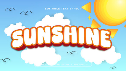 Orange blue and white sunshine 3d editable text effect - font style - obrazy, fototapety, plakaty