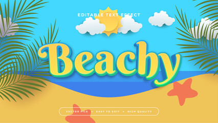 Fototapeta na wymiar Colorful beachy 3d editable text effect - font style