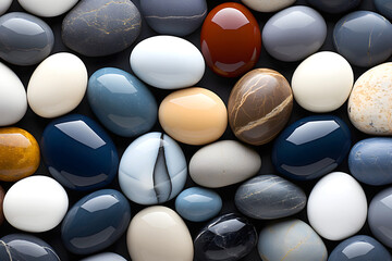 background texture set of different stones pebbles. geology and minerals