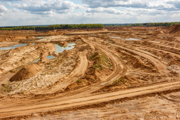 View of a large sand quarry under development