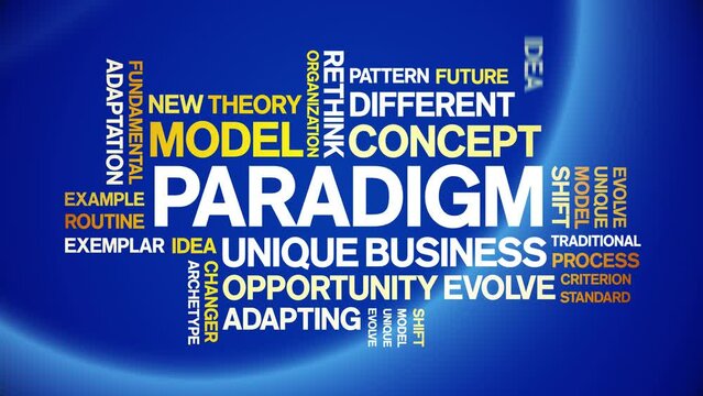 Paradigm animated word cloud;text design animation tag kinetic typography seamless loop.
