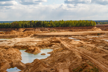 View of a large sand quarry under development