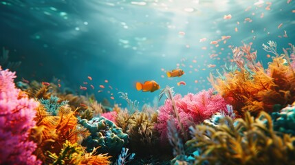 Fototapeta na wymiar Coral reef underwater scene rich colors