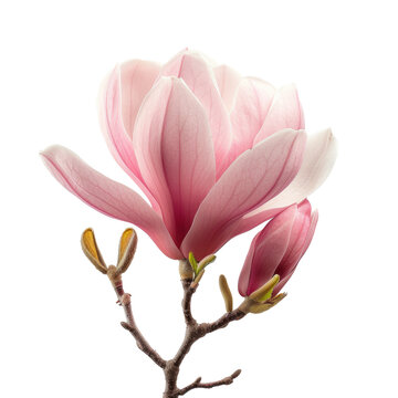 Pink magnolia flower isolated on transparent background With clipping path. cut out. 3d render