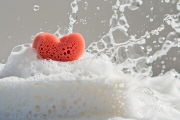 sponge in abundant foam on a light background