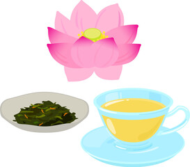 蓮花茶の茶葉とティーカップ - 767545133